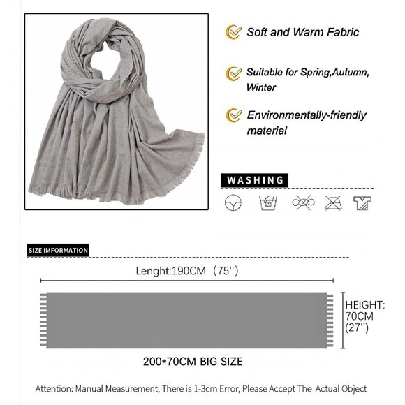🆕 Women Grey Wedding Evening Dress Pashmina Shawl Winter Foulard Femme Wraps - Picture 6 of 7